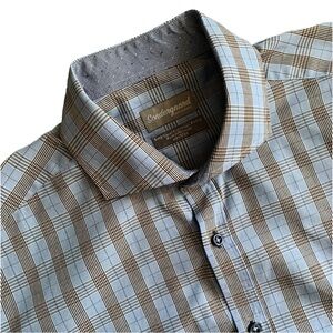 Sondergaard Copenhagen Easy Care Plaid Fitted Long Sleeve Dress Shirt Size 17